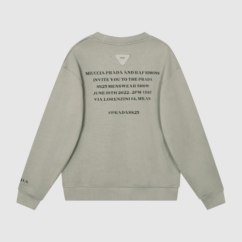 Prada Men Cotton Casual Logo Print Round Neck Pullover Sweatshirt
