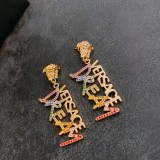 Versace New Beauty Head Maze Design Colour Diamonds Letters Earrings