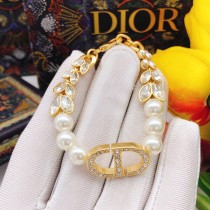 Dior Fashion New Horse Eyes Leaves Diamond Bracelet