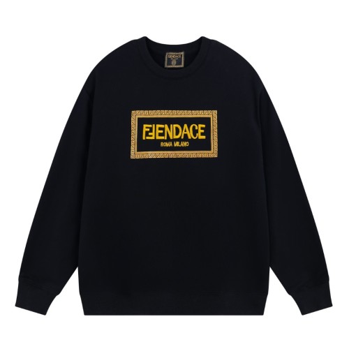 Fendi X Versace Classic Embroidery Logo Pullove Casual Round Neck Sweatshirt