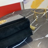 Versace New Fashion La Medusa Handbag Frosted Skin Hot Drill Black Bag Size: 24*11*18CM