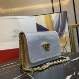 Versace New La Medusa Handbag Frosted Skin Hot Drill Silver Bag Size: 24*11*18CM