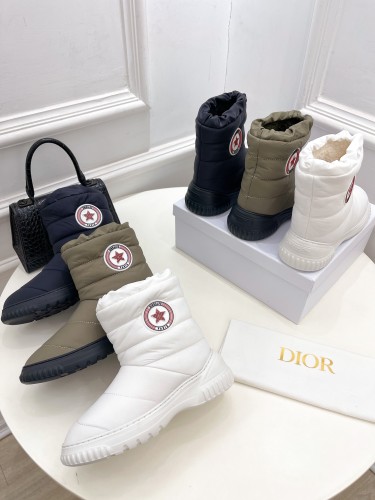 Dior Women Classic Fashion Down Wool Boots Snow Boots Black/Green/White