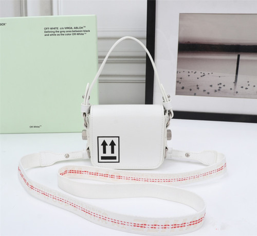 Off-White Binder Clip Bag Wide Shoulder Crossbody Bag Sizes:12x11x6cm