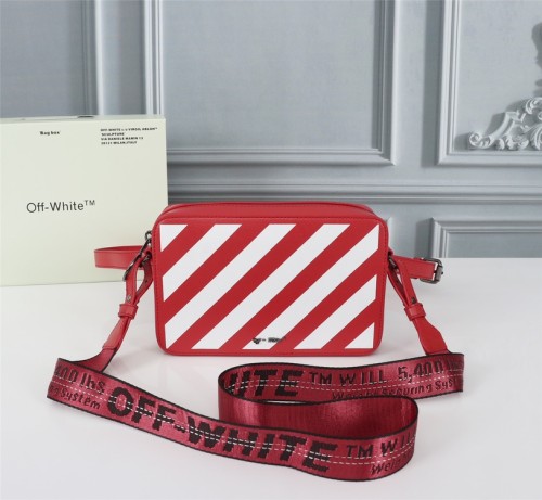 Off-White New Fashion Striped One Shoulder Crossbody Red Bag Size:22x14x6cm