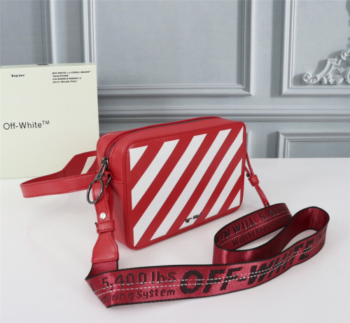 Off-White New Fashion Striped One Shoulder Crossbody Red Bag Size:22x14x6cm