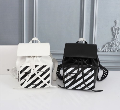 Off White New Cross Pattern Leather Backpack Size: 19×13×24cm