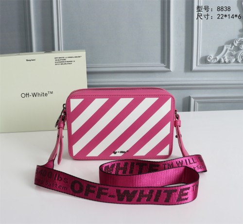 Off-White New Fashion Striped One Shoulder Crossbody Pink Bag Size:22x14x6cm