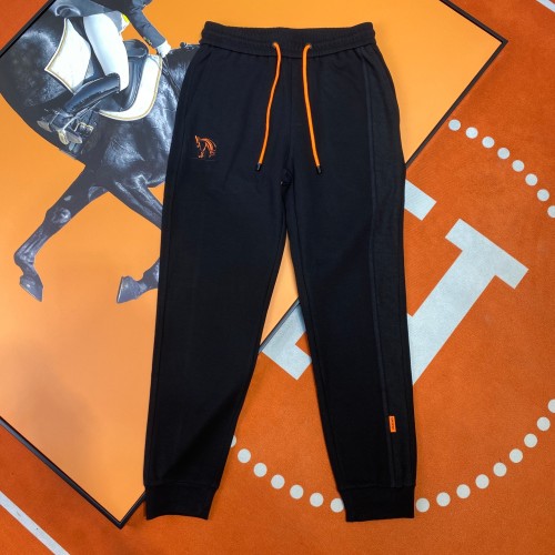 Hermes Terry Cotton Stretch Casual Pants Orange Panel Sweatpants