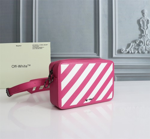 Off-White New Fashion Striped One Shoulder Crossbody Pink Bag Size:22x14x6cm