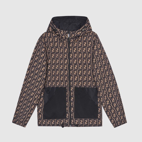 Fendi Unisex Hoodies Coats Classic Pattern Reversible Jacket Trench Coat