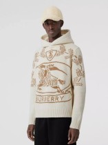 Burberry Classic Hoodies Pullover Equestrian Rider Patch Fleece Knit Sweatshirt