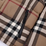 Burberry Classic Winter A-shaped Bread Suit Stitching Fine Plaid Short Down Jacket Removable Sleeve Plaid Down Jacket