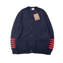 Burberry Jacquard Ribbon Knit Cardigan Button Sweatshirt Coats Lambswool Jumper Jacket