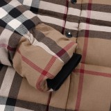 Burberry Classic Winter A-shaped Bread Suit Stitching Fine Plaid Short Down Jacket Removable Sleeve Plaid Down Jacket