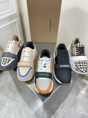 Burberry Classic Plaid Design Casual Sports Shoes Men Burberry Stereo Letter Microlabel Sneakers