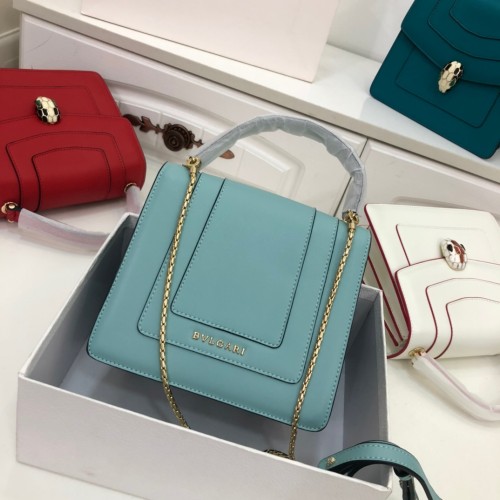Bvlgari Fashion Flip Shoulder 6996 Messenger Handbag Blue Bag Size:20x16x9cm