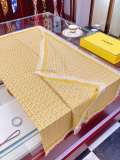 Fendi Fashion Double Sided Logo Jacquard Fringed Yellow Scarf Shawl Sizes:140m*140cm