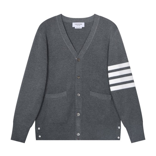 Thom Browne Huatiange Four-Bar Sweater Casual Unisex Skin Friendly Comfortable Knitting Cardigan Sweatshirt