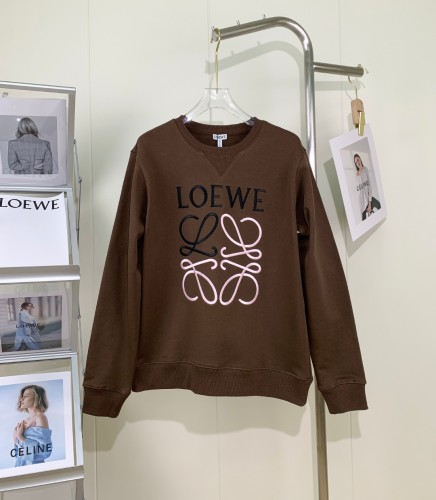 Loewe Cotton Embroidered Logo Comfortable Breathable Casual Neck Pullover Sweatshirt