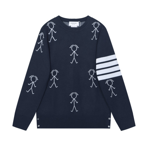 Thom Browne Huatiange Four-Bar Sweater Casual Unisex Comfortable Knitting Matchman Pattern Sweatshirt