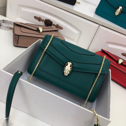 Bvlgari New Flip Shoulder Messenger 61885 Handbag Green Bag Size:22-13-5cm