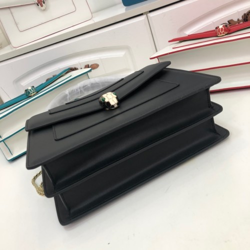 Bvlgari Fashion Flip Shoulder 6996 Messenger Handbag Black Bag Size:20x16x9cm
