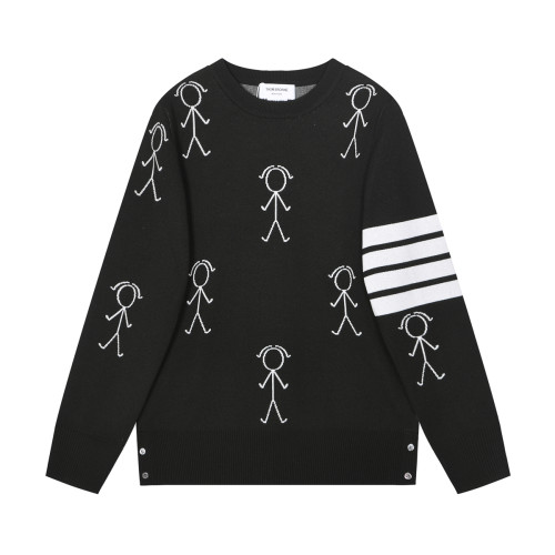 Thom Browne Huatiange Four-Bar Sweater Casual Unisex Comfortable Knitting Matchman Pattern Sweatshirt