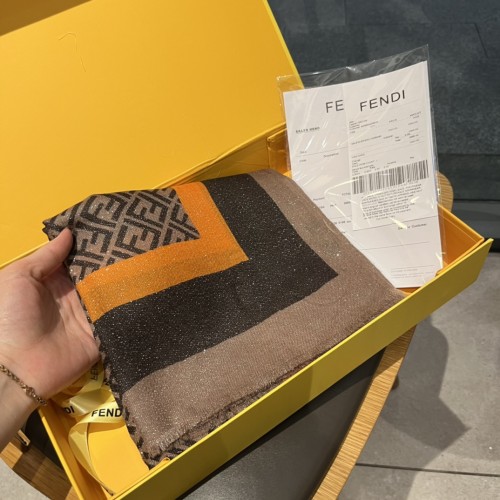 Fendi Fashion Double Sided Logo Jacquard Fringed Scarf Sizes:100m*200cm