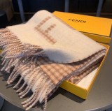 Fendi New FF Printed Cashmere Tassel Scarf Sizes:30cm*180cm