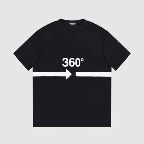 Balenciaga Unisex 360 Logo Print Print T-shirt Unisex Cotton Short Sleeve