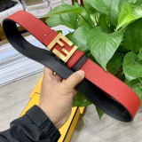 Fendi New Fashion FF Print Buckle Double Sided Red Belt 4.0cm