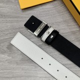 Fendi New Fashion FF Print Buckle Double Sided White Belt 4.0cm