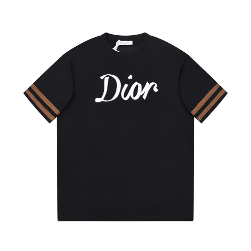 Dior Unisex Dior47 Digital Ribbon Embroidery Short Sleeve Fashion Leisure T-Shirt