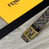 Fendi New Fashion FF Print Buckle Double Sided Brown Belt 4.0cm
