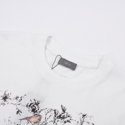 Dior Unisex Dior Sevilla Star Pattern Short Sleeve Little Bee Embroidery Cotton T-Shirt
