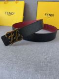 Fendi New Ostrich Print Buckle Double Sided Gold Belt 4.0cm