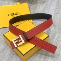 Fendi New Fashion FF Print Buckle Double Sided Red Belt 4.0cm