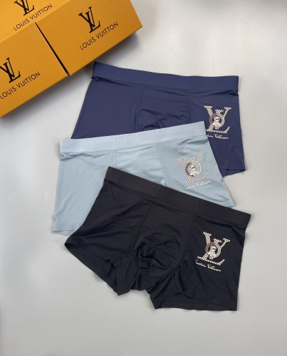 Louis Vuitton Fashion New Breathable Bear Print Men's Underwear 3 Pieces/Box