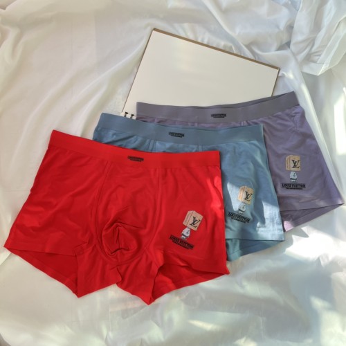 Louis Vuitton Fashion New Breathable Wooden Man Print Underwear 3 Pieces/Box