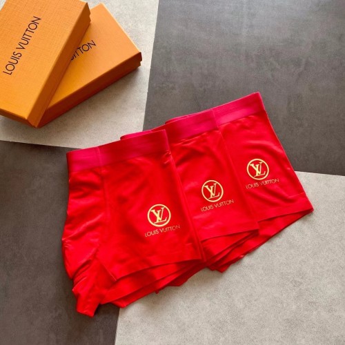 Louis Vuitton New Cotton Comfortable Breathable Red Underwear