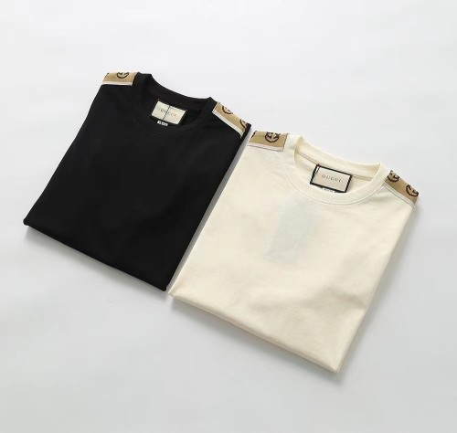 Gucci Webbing Logo Printing Short Sleeve Unisex Cotton Crew Neck T-Shirt