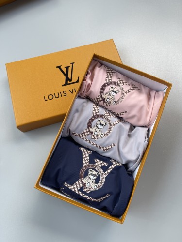 Louis Vuitton Fashion New Breathable Bear Print Men's Underwear 3 Pieces/Box