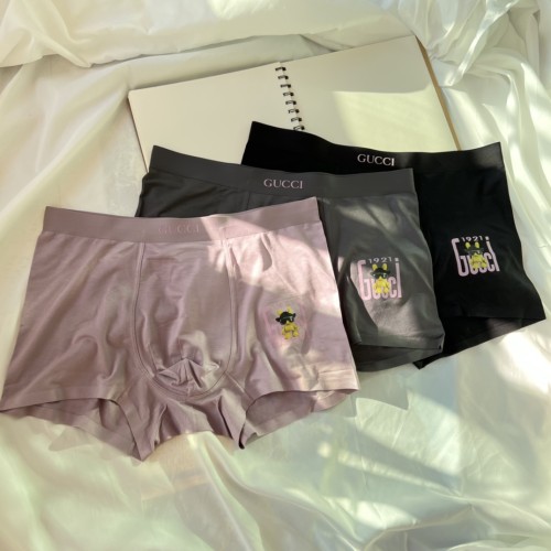 Gucci Fashion New Breathable Cartoons Print Men's Underwear 3 Pieces/Box