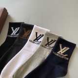 Louis Vuitton Fashion New Cotton Medium Breathe Socks 5 Pairs/Box
