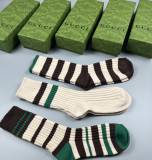 Gucci New Fashion Casual Cotton Stripes Print Socks 3 Pairs/Box