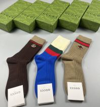 Gucci Fashion New Cotton Breathe Embroidery Socks 3 Pairs/Box