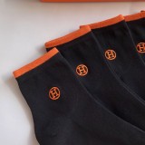 Hermes Fashion New Cotton Men's Embroidery Logo Socks 5 Pairs/Box