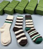 Gucci New Fashion Casual Cotton Stripes Print Socks 3 Pairs/Box