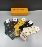 Louis Vuitton Fashion New Cotton Men's Breathe Socks 5 Pairs/Box